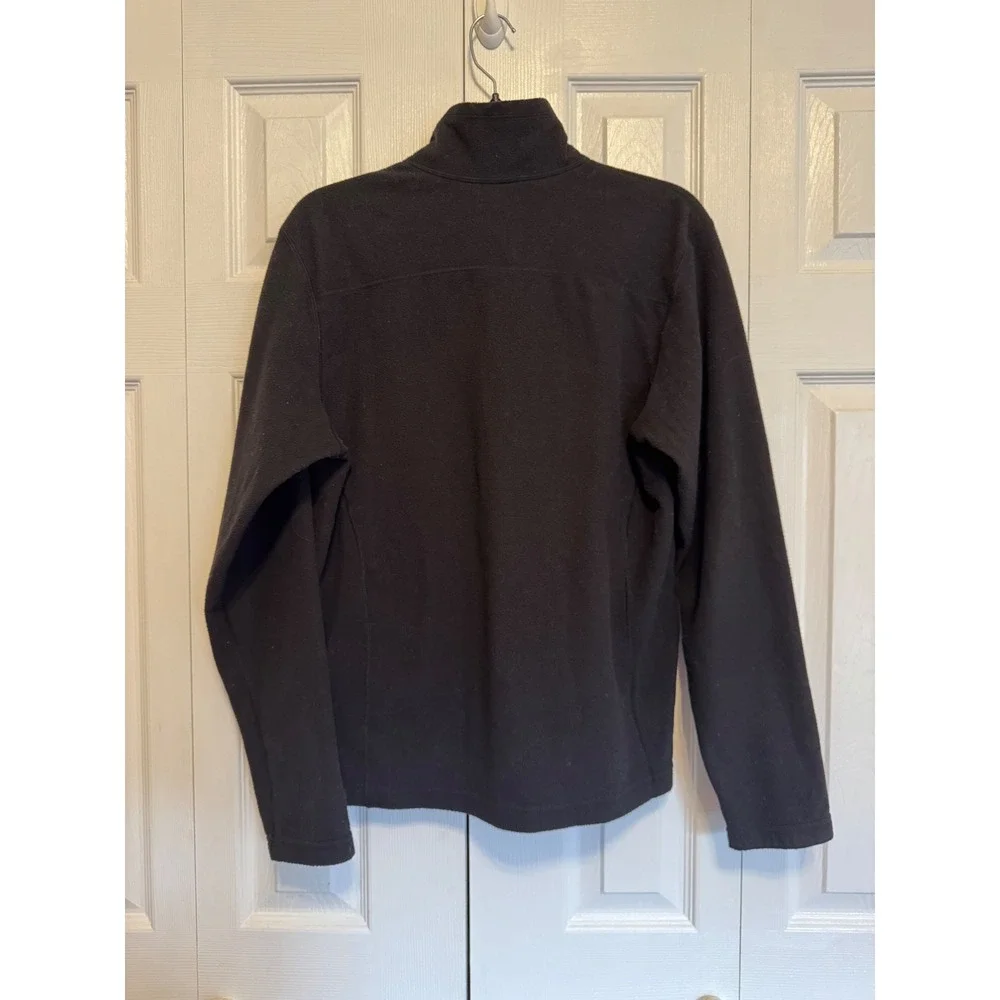 The North Face Mens Quarter Zip Fleece Pullover Black Grey Pocket Small